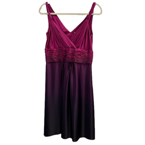 Ann Taylor Purple Violet Size 4 Dress Silk Ombré Sleeveless Ruched Pleated